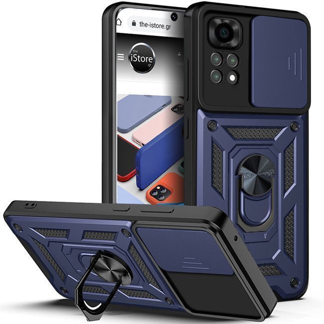 Combo Kickstand Slide Camera Case Blue Xiaomi Poco M4 Pro 4G ΘΗΚΕΣ OEM Combo Kickstand Slide Camera Case Blue Xiaomi Poco M4 Pro 4G