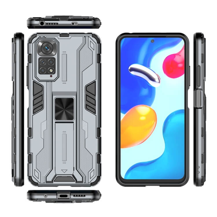 Armor Combat Stand Case Silver Xiaomi Redmi Note 11s 5G ΘΗΚΕΣ OEM Armor Combat Stand Case Silver Xiaomi Redmi Note 11s 5G - Image 4