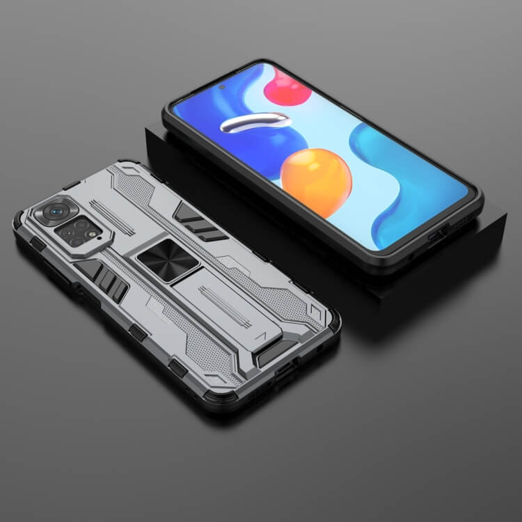 Armor Combat Stand Case Silver Xiaomi Redmi Note 11s 5G ΘΗΚΕΣ OEM Armor Combat Stand Case Silver Xiaomi Redmi Note 11s 5G - Image 3