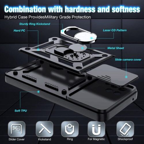 Alternative view of Combo Kickstand Slide Camera Case Black Samsung Galaxy M53 5G