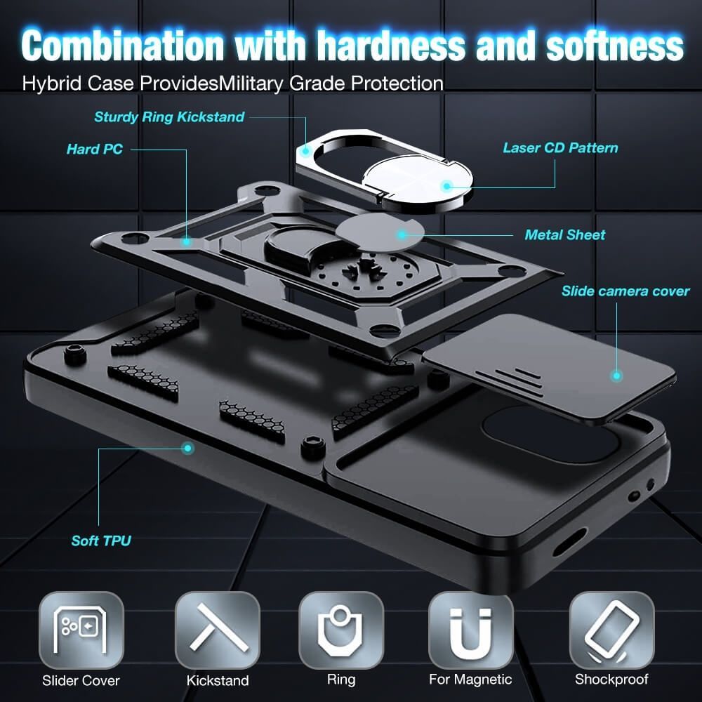Combo Kickstand Slide Camera Case Black Xiaomi Poco M4 5G / Poco M5 ΘΗΚΕΣ OEM Combo Kickstand Slide Camera Case Black Xiaomi Poco M4 5G / Poco M5 - Image 4