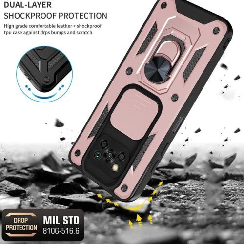 Alternative view of Combo Kickstand Slide Camera Case Rose Gold Xiaomi Poco X3 NFC/X3 Pro
