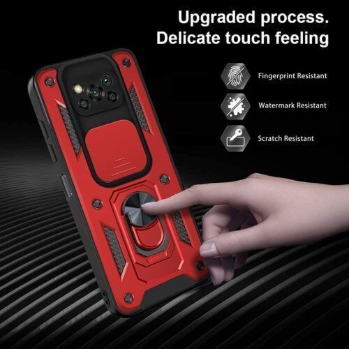 Alternative view of Combo Kickstand Slide Camera Case Red Xiaomi Poco X3 NFC/X3 Pro