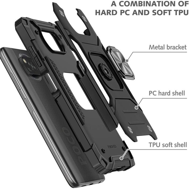 Armor Ringstand Case Black Xiaomi Poco X3 NFC ΘΗΚΕΣ OEM Armor Ringstand Case Black Xiaomi Poco X3 NFC - Image 3