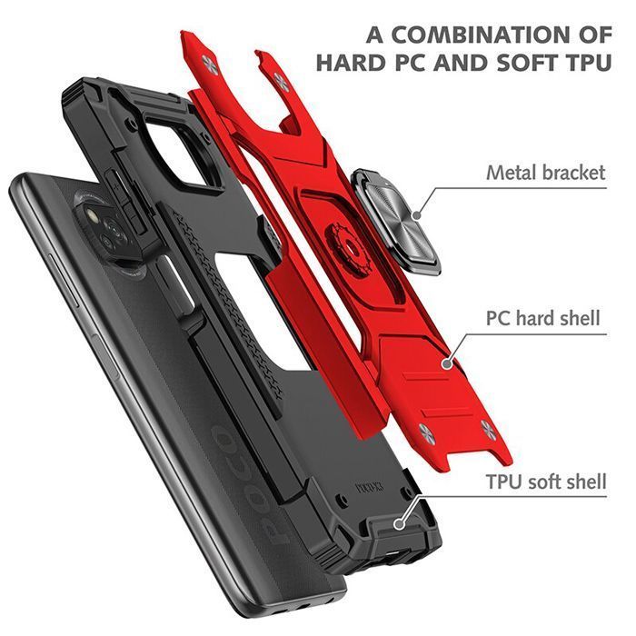 Armor Ringstand Case Red Xiaomi Poco X3 NFC / X3 Pro ΘΗΚΕΣ OEM Armor Ringstand Case Red Xiaomi Poco X3 NFC / X3 Pro - Image 2