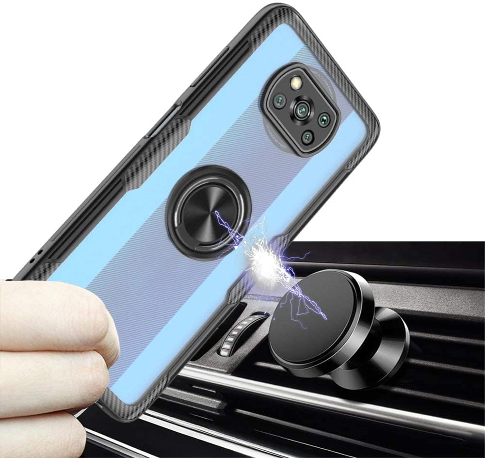 Clear Ring Kickstand Black Xiaomi Poco X3 NFC ΘΗΚΕΣ OEM Clear Ring Kickstand Black Xiaomi Poco X3 NFC - Image 3