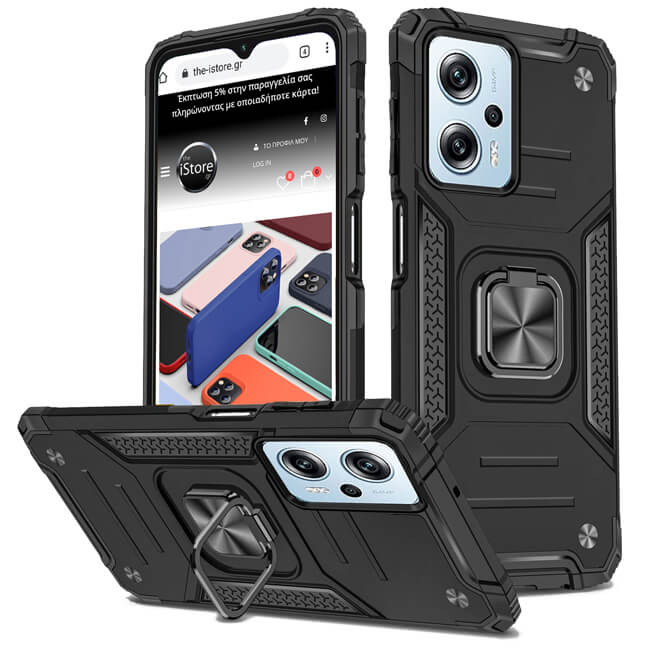 Armor Ringstand Case Black Xiaomi Redmi Note 12 5G ΘΗΚΕΣ OEM Armor Ringstand Case Black Xiaomi Redmi Note 12 5G