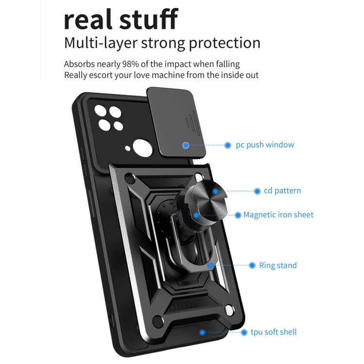 Combo Kickstand Slide Camera Case Green Xiaomi Redmi 10C ΘΗΚΕΣ OEM Combo Kickstand Slide Camera Case Green Xiaomi Redmi 10C - Image 2