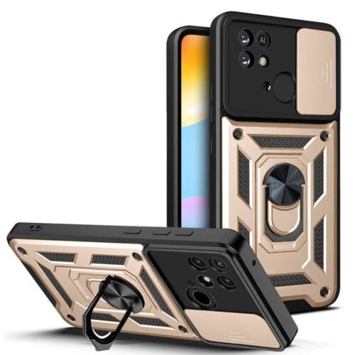 Combo Kickstand Slide Camera Case Gold Xiaomi Redmi 10C ΘΗΚΕΣ OEM Combo Kickstand Slide Camera Case Gold Xiaomi Redmi 10C