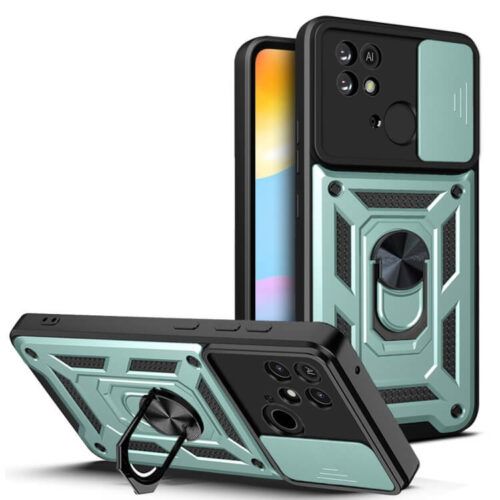 Combo Kickstand Slide Camera Case Green Xiaomi Redmi 10C ΘΗΚΕΣ OEM Combo Kickstand Slide Camera Case Green Xiaomi Redmi 10C