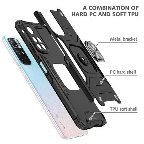 Alternative view of Armor Ringstand Case Silver Xiaomi Redmi Note 11s 5G
