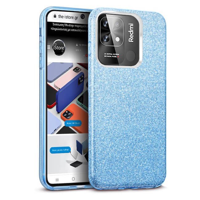 Hybrid Strass Blue Case Xiaomi Poco C40 ΘΗΚΕΣ OEM Hybrid Strass Blue Case Xiaomi Poco C40