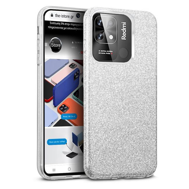 Hybrid Strass Silver Case Xiaomi Redmi 10C ΘΗΚΕΣ OEM Hybrid Strass Silver Case Xiaomi Redmi 10C
