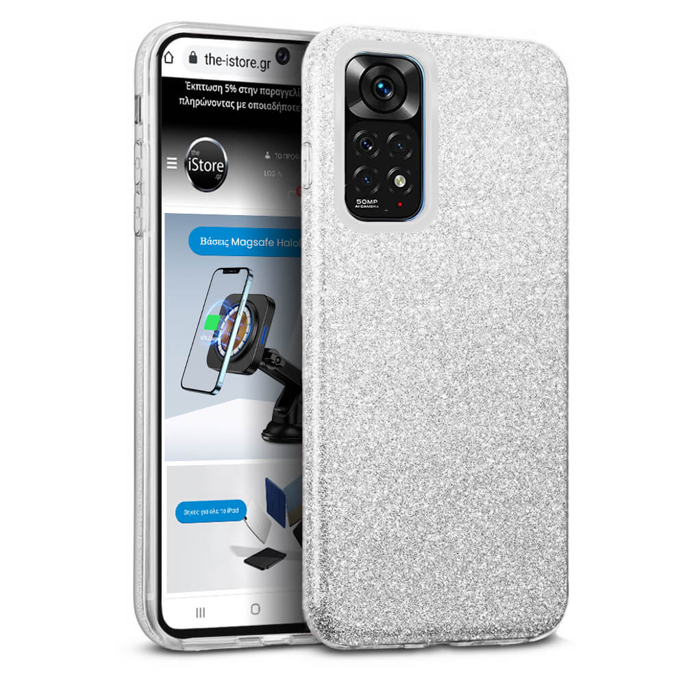 Θήκη Hybrid Strass Silver Xiaomi Redmi Note 12 Pro 4G ΘΗΚΕΣ OEM Θήκη Hybrid Strass Silver Xiaomi Redmi Note 12 Pro 4G