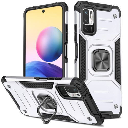 Armor Ringstand Case Silver Xiaomi Redmi Note 10 5G/Poco M3 Pro 5G ΘΗΚΕΣ OEM Armor Ringstand Case Silver Xiaomi Redmi Note 10 5G/Poco M3 Pro 5G