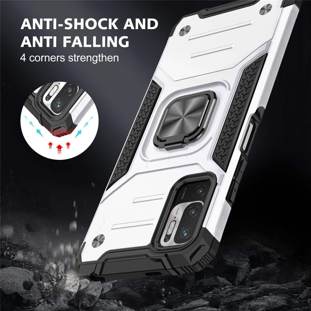 Armor Ringstand Case Silver Xiaomi Redmi Note 10 5G/Poco M3 Pro 5G ΘΗΚΕΣ OEM Armor Ringstand Case Silver Xiaomi Redmi Note 10 5G/Poco M3 Pro 5G - Image 3