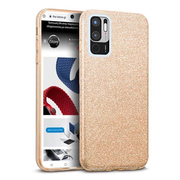 Hybrid Strass Gold Case Xiaomi Redmi Note 10 5G ΘΗΚΕΣ OEM Hybrid Strass Gold Case Xiaomi Redmi Note 10 5G