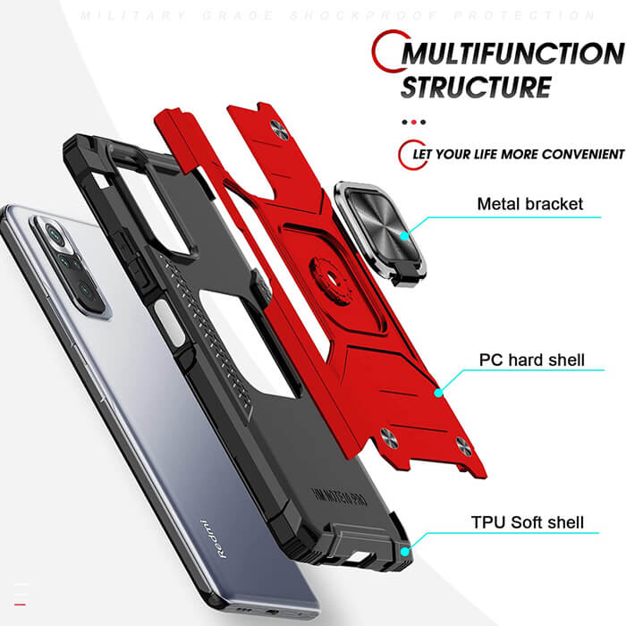Armor Ringstand Case Red Xiaomi Redmi Note 10 5G/Poco M3 Pro 5G ΘΗΚΕΣ OEM Armor Ringstand Case Red Xiaomi Redmi Note 10 5G/Poco M3 Pro 5G - Image 3