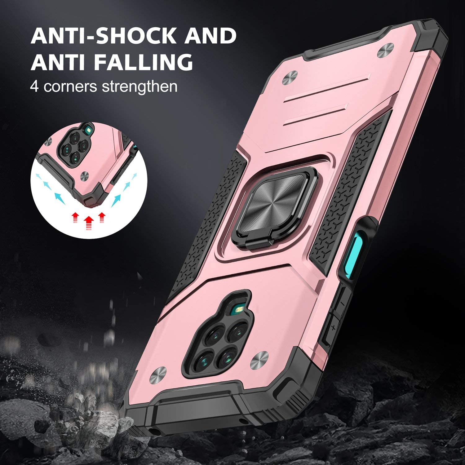 Armor Ringstand Case Rose Gold Xiaomi Redmi Note 9s / Note 9 Pro / Note 9 Pro Max ΘΗΚΕΣ OEM Armor Ringstand Case Rose Gold Xiaomi Redmi Note 9s / Note 9 Pro / Note 9 Pro Max - Image 3