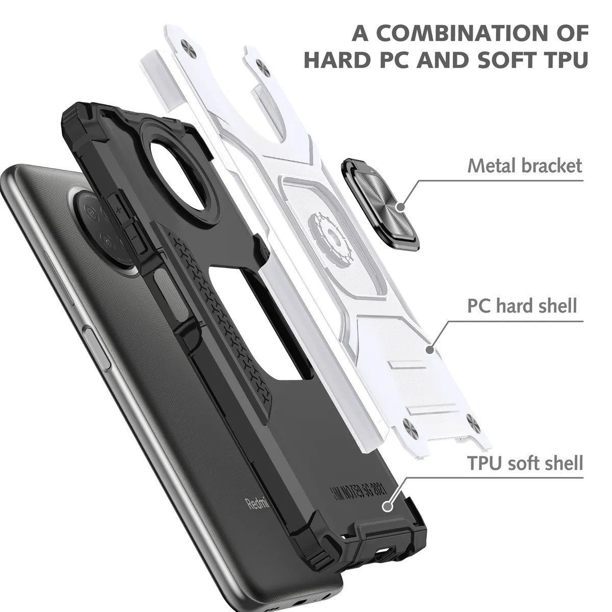 Θήκη Armor Ringstand Silver Xiaomi Redmi Note 12 Pro 4G ΘΗΚΕΣ OEM Θήκη Armor Ringstand Silver Xiaomi Redmi Note 12 Pro 4G - Image 3