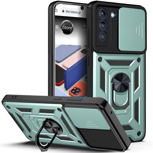 Θήκη Combo Kickstand Slide Camera Green Samsung Galaxy S24 FE ΘΗΚΕΣ Orso Θήκη Combo Kickstand Slide Camera Green Samsung Galaxy S24 FE