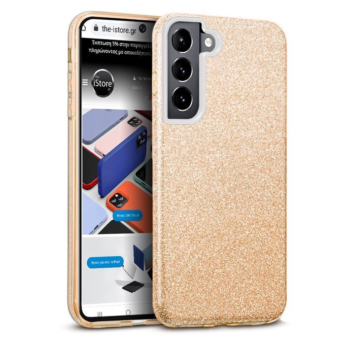 Hybrid Strass Gold Case Samsung Galaxy S22 Plus ΘΗΚΕΣ OEM Hybrid Strass Gold Case Samsung Galaxy S22 Plus