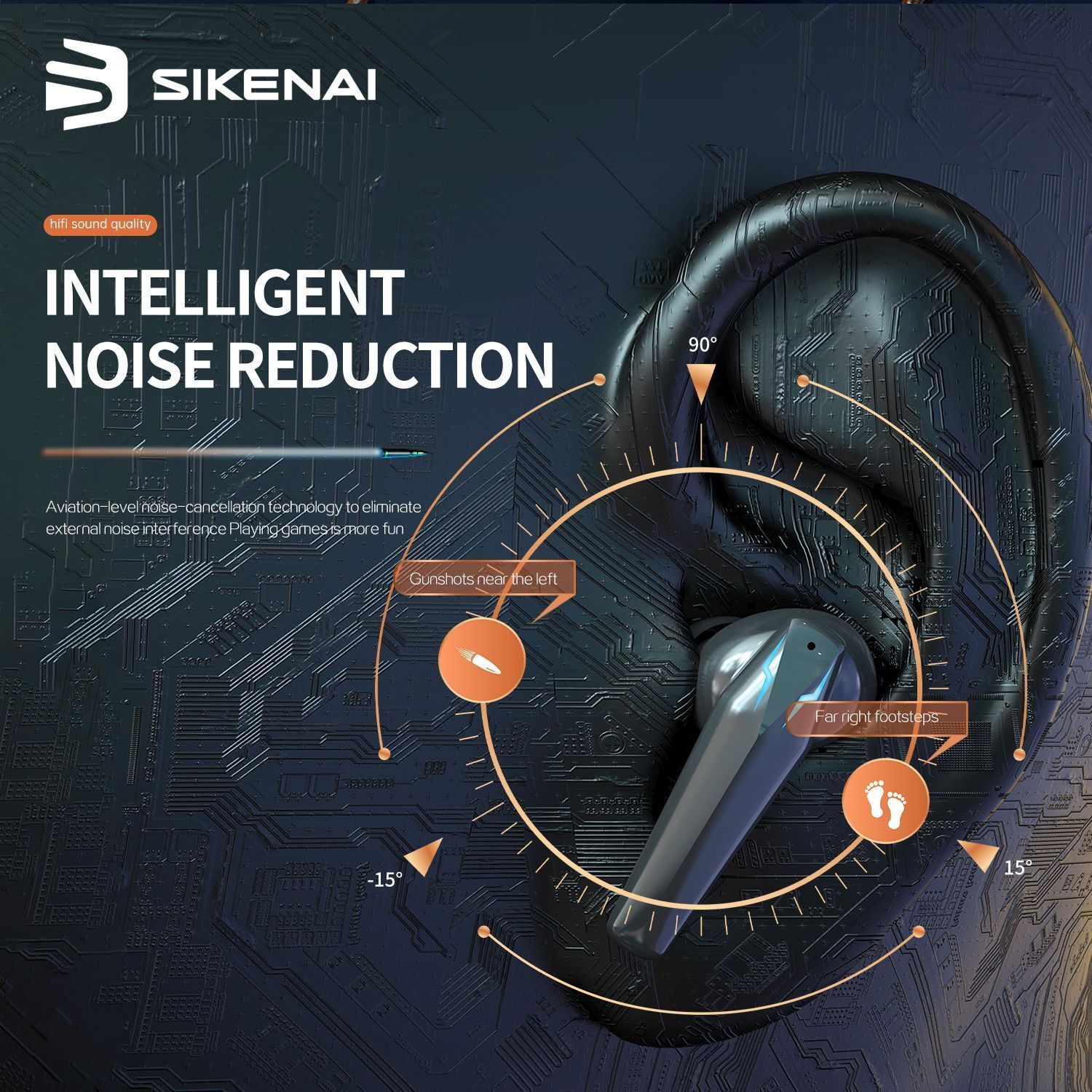 Sikenai Gaming Stereo Wireless Earphones Black (T1000) ΑΚΟΥΣΤΙΚΑ-BLUETOOTH Sikenai Sikenai Gaming Stereo Wireless Earphones Black (T1000) - Image 6