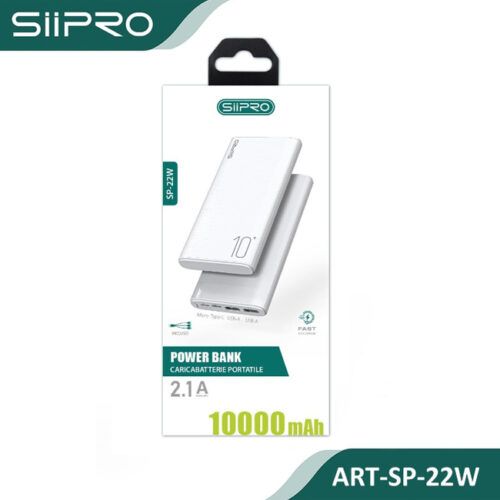 Alternative view of Siipro 1x PD USB-C 2x USB PowerBank 10000mAh White (SP-22W)