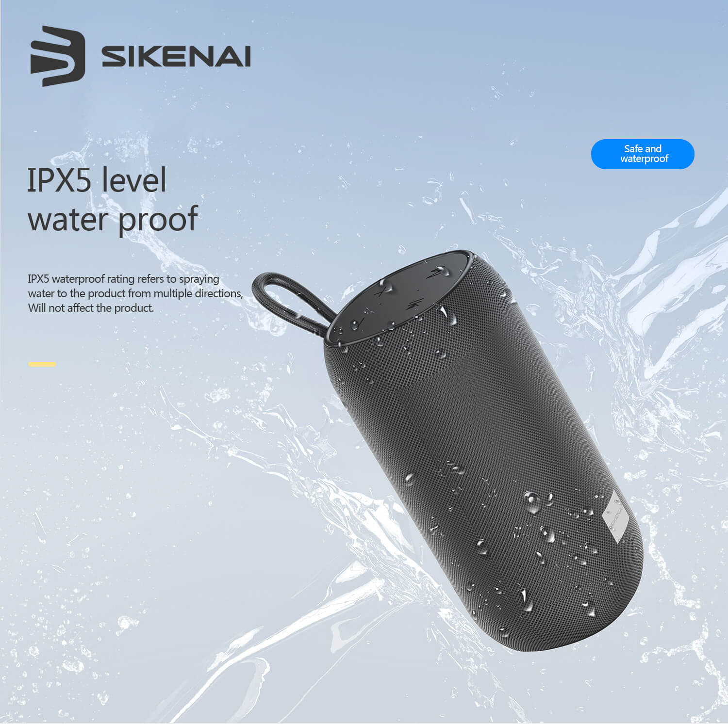Sikenai Subwoofer Waterproof Bluetooth Speaker Grey (BX-200) ΑΞΕΣΟΥΑΡ Sikenai Sikenai Subwoofer Waterproof Bluetooth Speaker Grey (BX-200) - Image 3