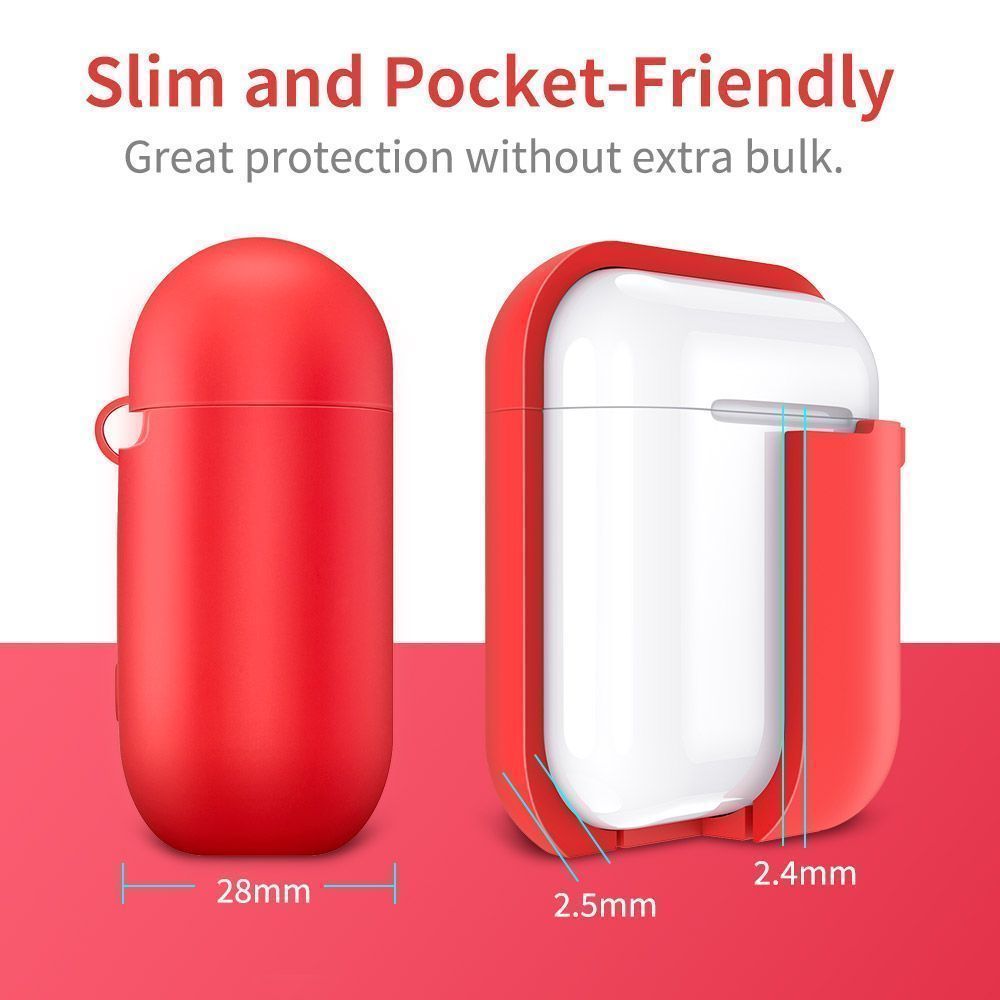 ESR AirPods Protective Silicone Case Red (With Keychain) APPLE AIRPODS ESR ESR AirPods Protective Silicone Case Red (With Keychain) - Image 3