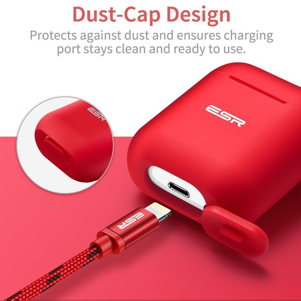 ESR AirPods Protective Silicone Case Red (With Keychain) APPLE AIRPODS ESR ESR AirPods Protective Silicone Case Red (With Keychain) - Image 6