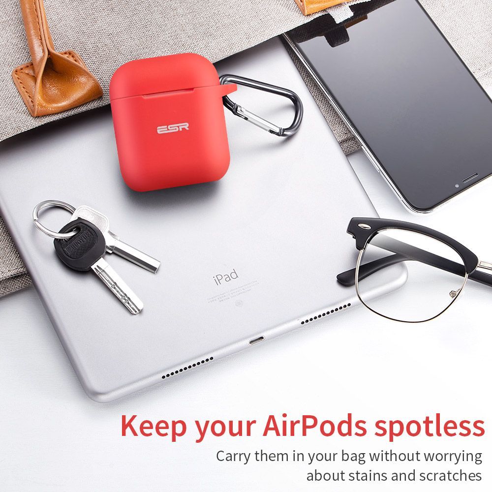 ESR AirPods Protective Silicone Case Red (With Keychain) APPLE AIRPODS ESR ESR AirPods Protective Silicone Case Red (With Keychain) - Image 7