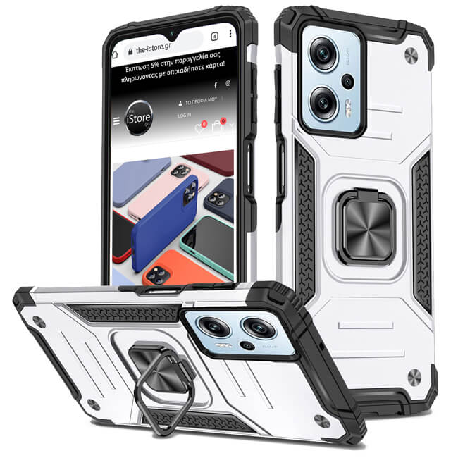 Armor Ringstand Case Silver Xiaomi Redmi Note 12 Pro 5G ΘΗΚΕΣ OEM Armor Ringstand Case Silver Xiaomi Redmi Note 12 Pro 5G