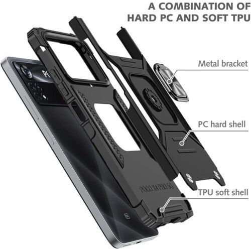 Alternative view of Armor Ringstand Case Black Xiaomi Poco M4 5G / Poco M5