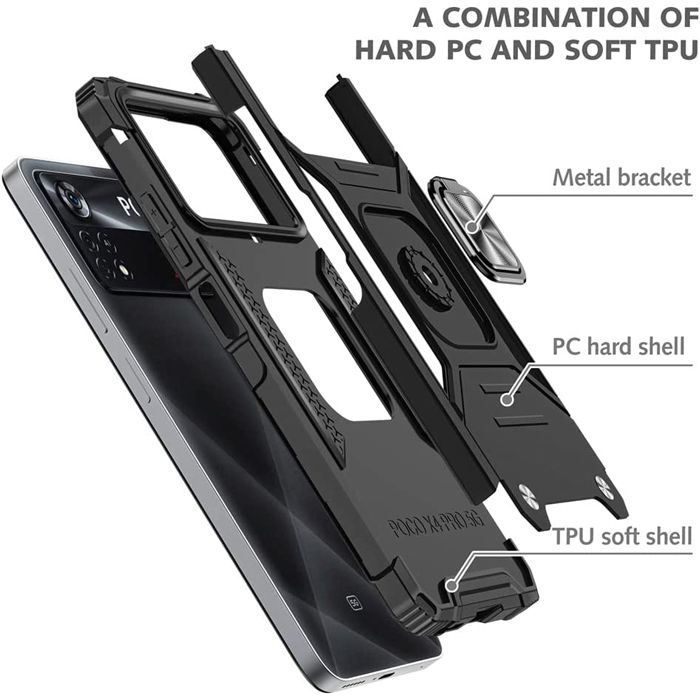 Armor Ringstand Case Black Xiaomi Poco X4 Pro 5G ΘΗΚΕΣ OEM Armor Ringstand Case Black Xiaomi Poco X4 Pro 5G - Image 3