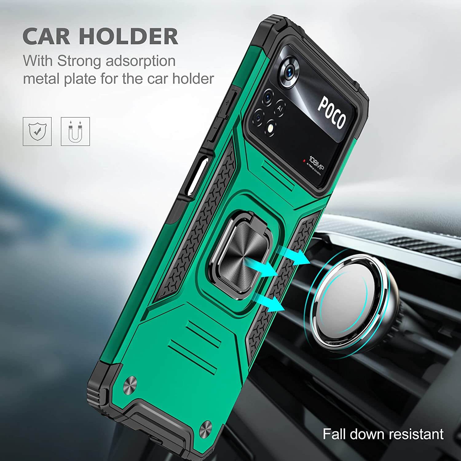 Armor Ringstand Case Green Xiaomi Poco X4 Pro 5G ΘΗΚΕΣ OEM Armor Ringstand Case Green Xiaomi Poco X4 Pro 5G - Image 3