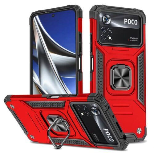 Armor Ringstand Case Red Xiaomi Poco M4 Pro 4G ΘΗΚΕΣ OEM Armor Ringstand Case Red Xiaomi Poco M4 Pro 4G