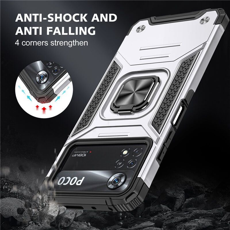 Armor Ringstand Case SIlver Xiaomi Poco M4 5G / Poco M5 ΘΗΚΕΣ OEM Armor Ringstand Case SIlver Xiaomi Poco M4 5G / Poco M5 - Image 4