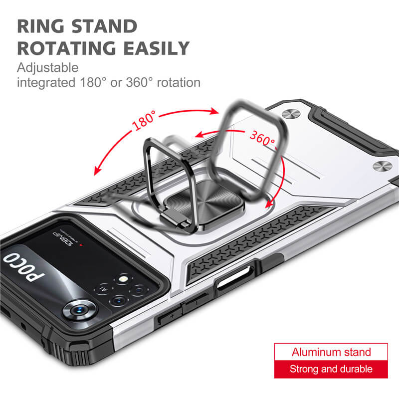 Armor Ringstand Case SIlver Xiaomi Poco M4 5G / Poco M5 ΘΗΚΕΣ OEM Armor Ringstand Case SIlver Xiaomi Poco M4 5G / Poco M5 - Image 5