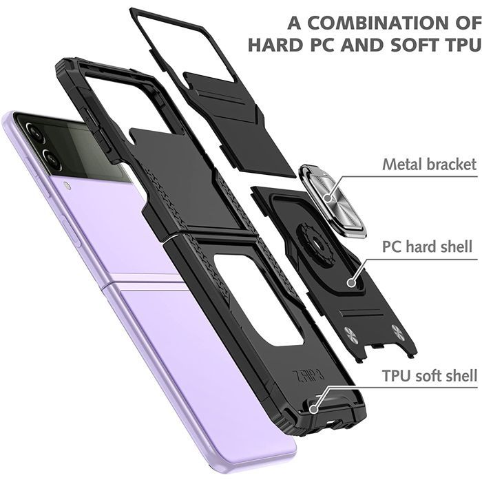 Armor Ringstand Case Black Samsung Galaxy Z Flip4 5G ΘΗΚΕΣ OEM Armor Ringstand Case Black Samsung Galaxy Z Flip4 5G - Image 4