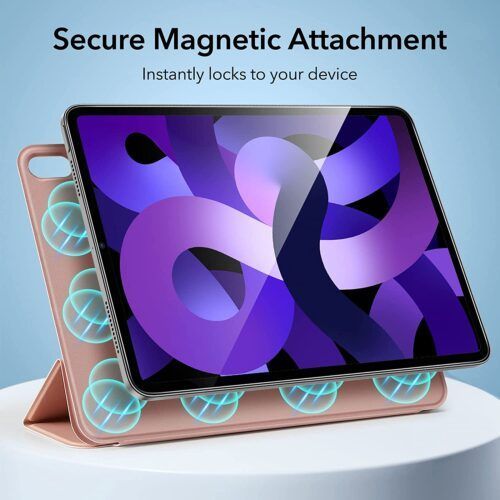Alternative view of ESR Rebound Magnetic with Clasp Rose Gold iPad Air 4/5/Air 11