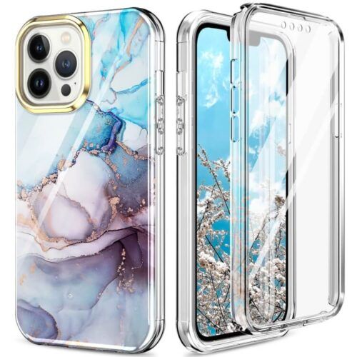 iPhone 13 Pro Max Full Body 360 Case Marble Aquamarine ΘΗΚΕΣ OEM iPhone 13 Pro Max Full Body 360 Case Marble Aquamarine