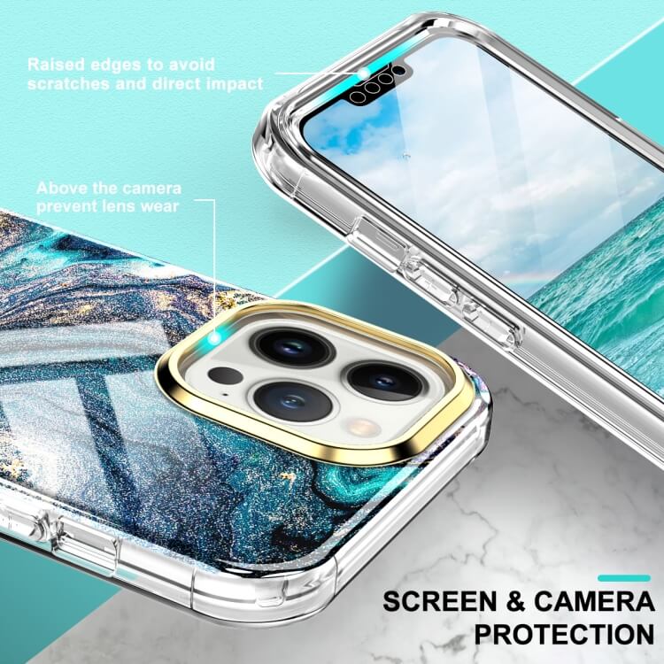 iPhone 13 Pro Max Full Body 360 Case Marble Luxury Blue ΘΗΚΕΣ OEM iPhone 13 Pro Max Full Body 360 Case Marble Luxury Blue - Image 2