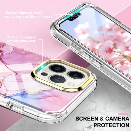Alternative view of iPhone 13 Pro Max Full Body 360 Case Marble Luxury Pink