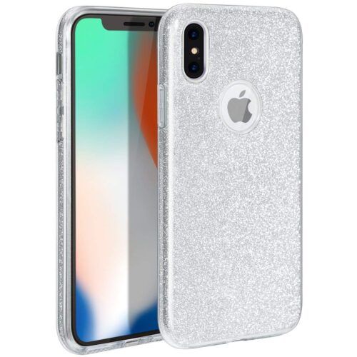 Hybrid Strass Full Silver Case iPhone X/Xs STOCK OFFERS Forcell Hybrid Strass Full Silver Case iPhone X/Xs