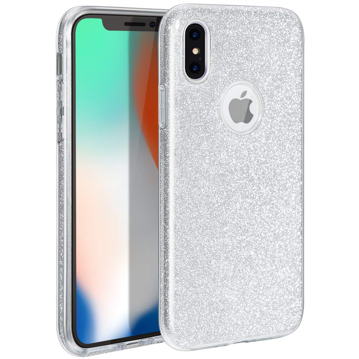 Hybrid Strass Full Silver Case iPhone X/Xs STOCK OFFERS Forcell Hybrid Strass Full Silver Case iPhone X/Xs