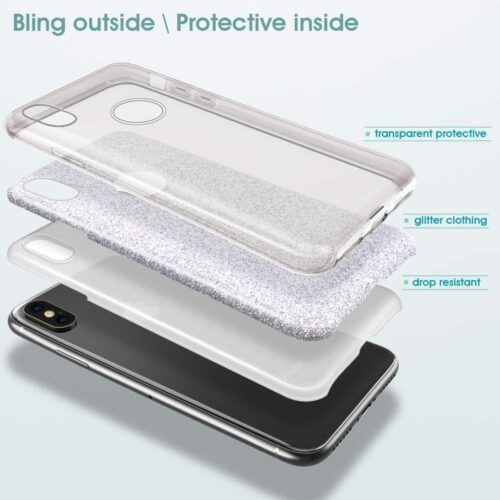 Alternative view of Hybrid Strass Full Silver Case iPhone X/Xs