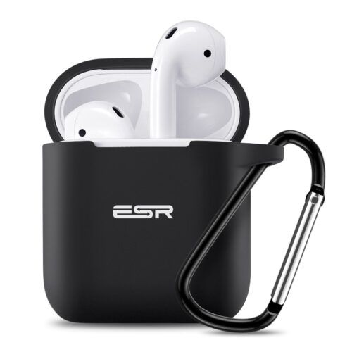 ESR AirPods Protective Silicone Case Black (With Keychain) APPLE AIRPODS ESR ESR AirPods Protective Silicone Case Black (With Keychain)