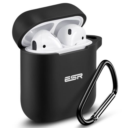 Alternative view of ESR AirPods Protective Silicone Case Black (With Keychain)