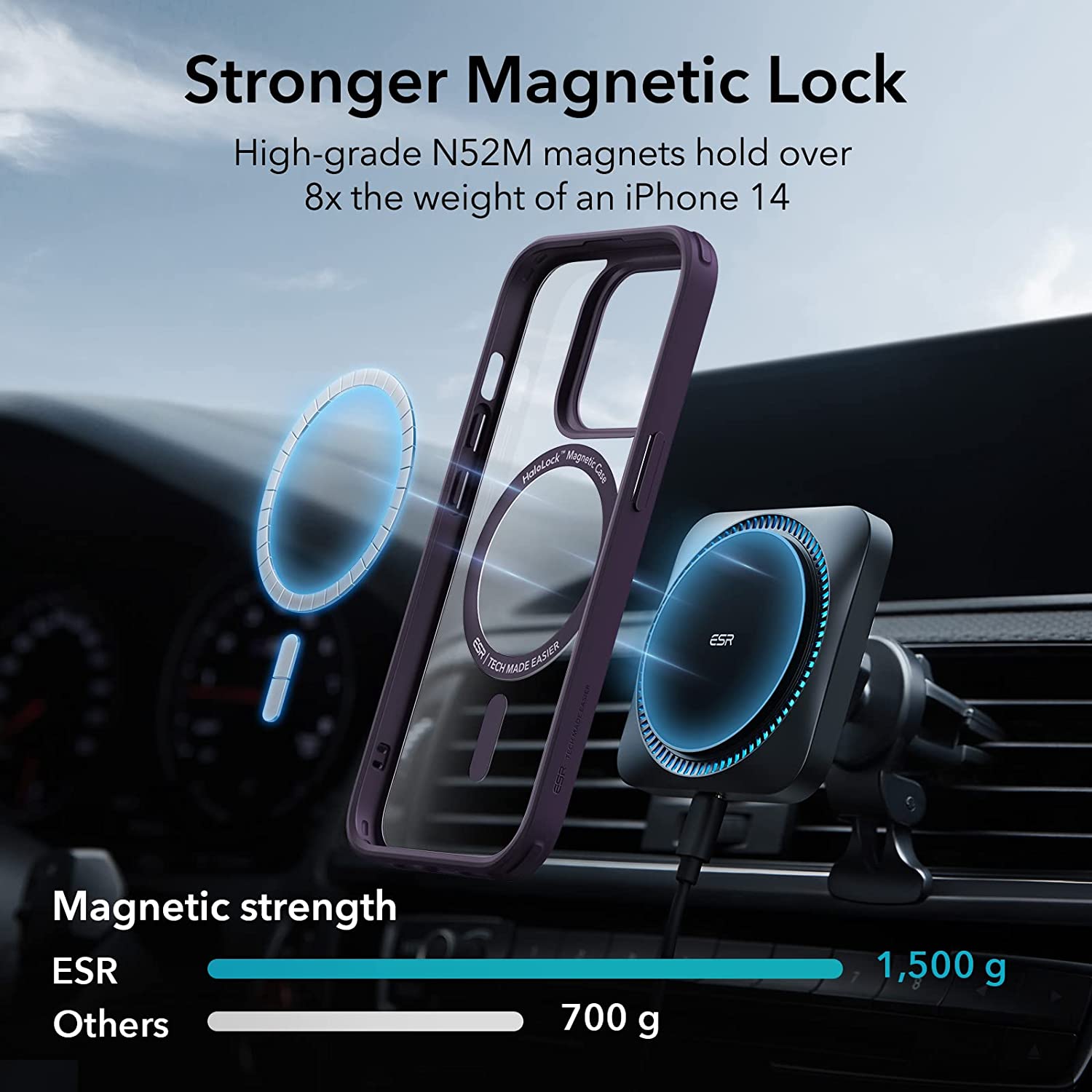 ESR iPhone 14 Pro Classic Hybrid HaloLock MagSafe Clear Purple ΘΗΚΕΣ ESR ESR iPhone 14 Pro Classic Hybrid HaloLock MagSafe Clear Purple - Image 5